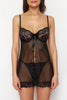 Black Polka Dot Coverless Knitted Babydoll - Lebbse