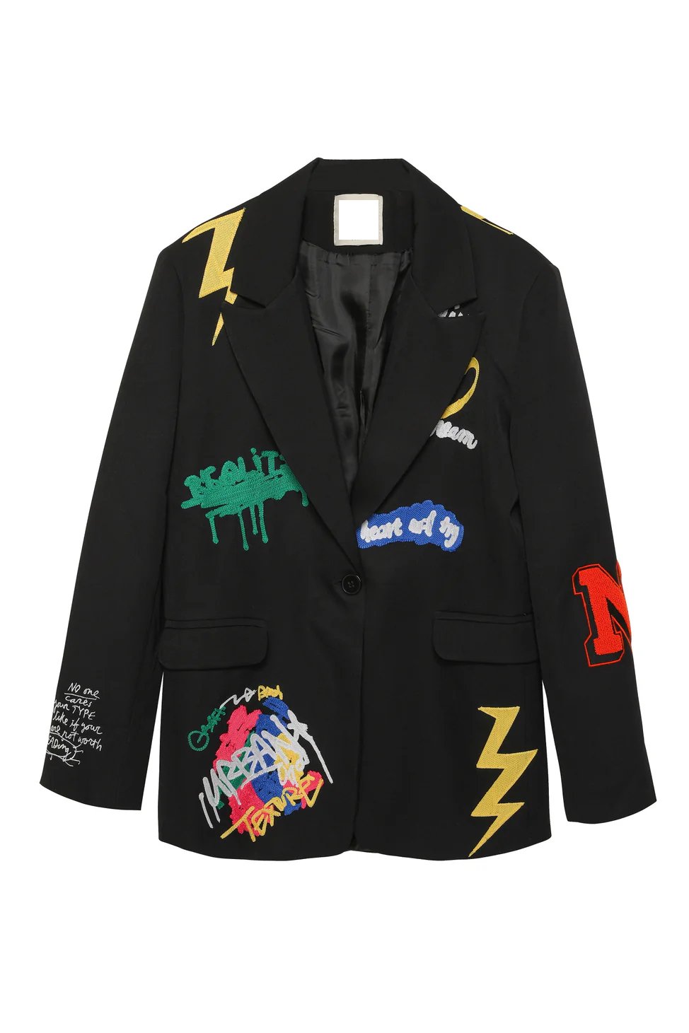 Black Sticker Blazer Jacket - Lebbse