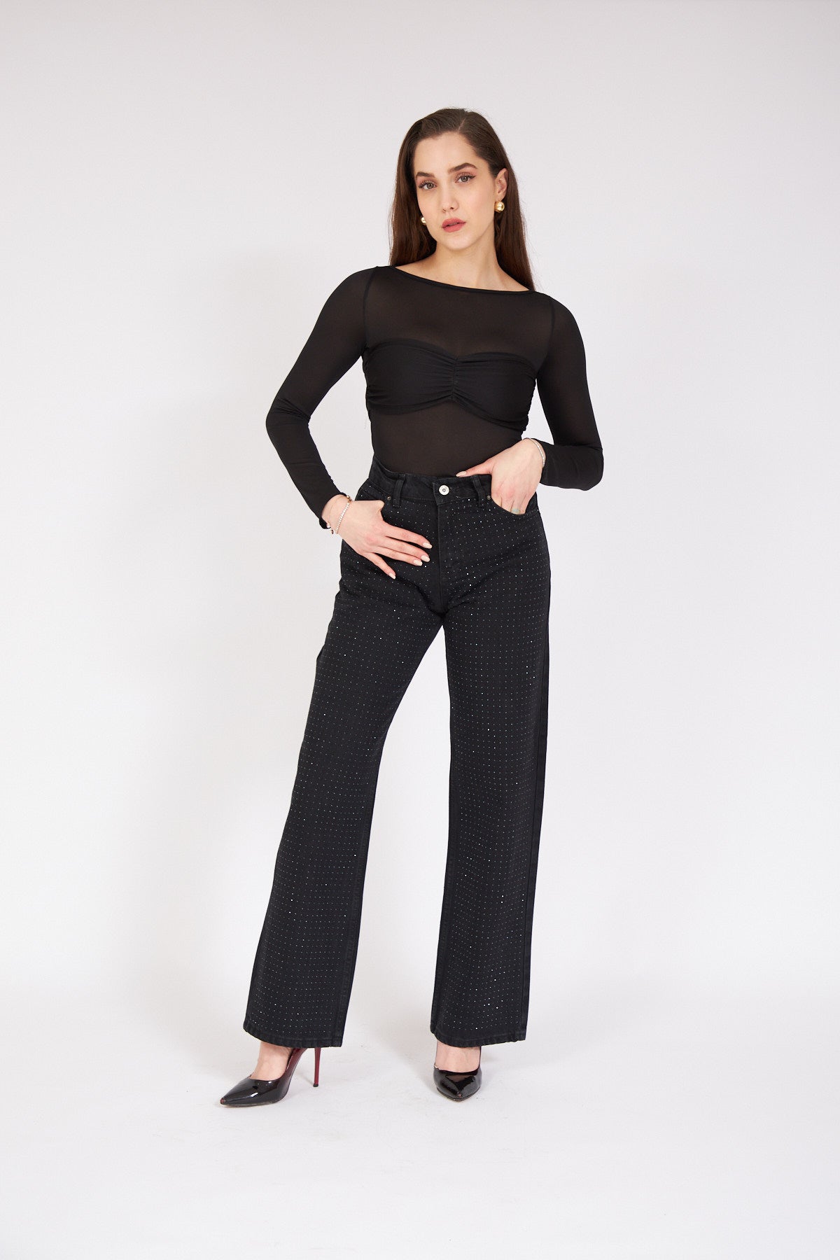 Black Stone Embroidered Jean | CLOTHES | Jeans | Lebbse Black Stone Embroidered Jean | CLOTHES | Jeans | Lebbse
