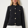 Black Stylish Buttoned Textured Knit Cardigan - Lebbse