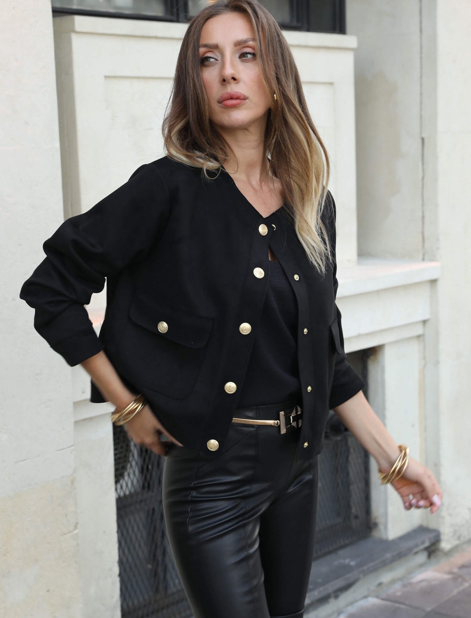 Black Suede Ella Jacket - Lebbse