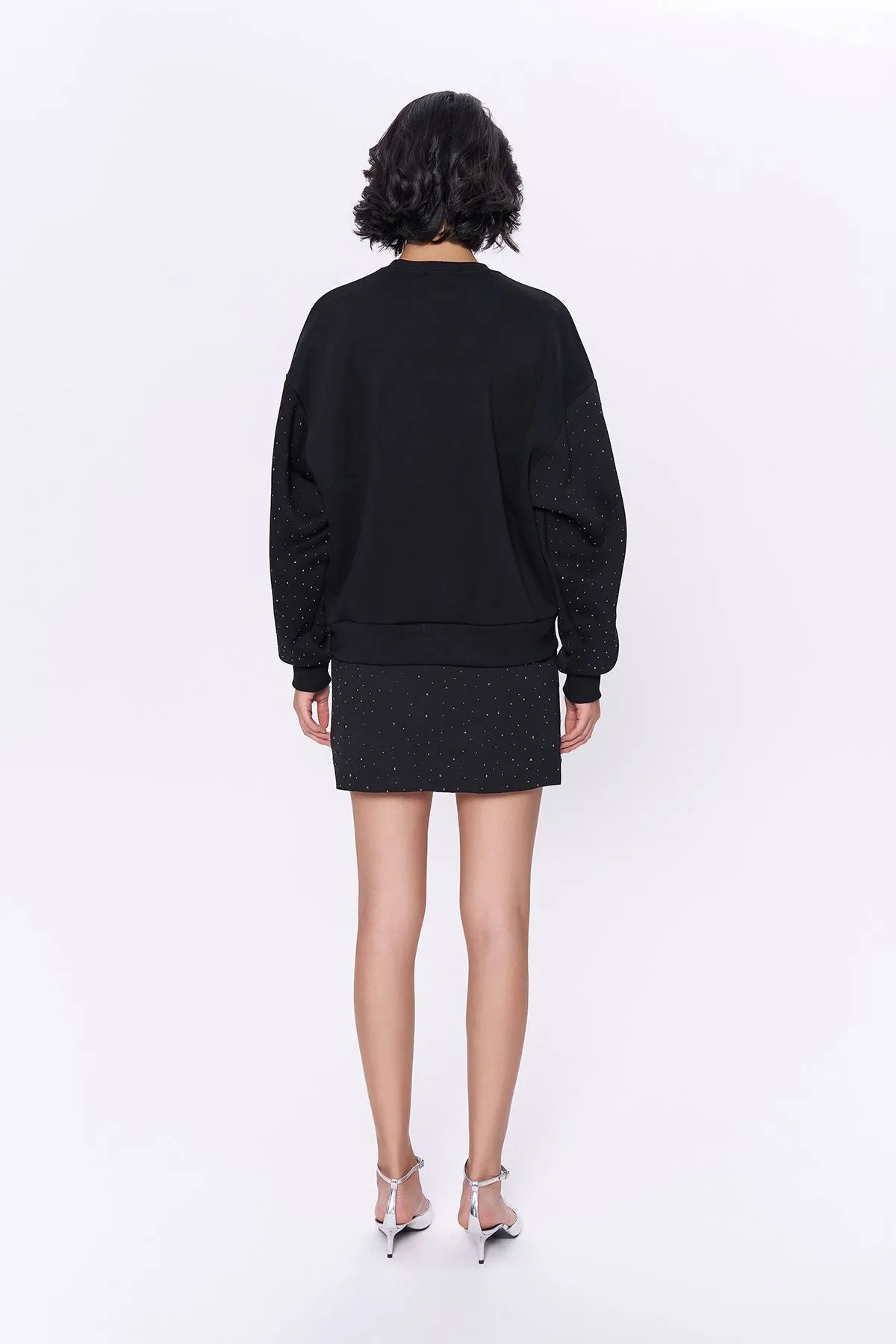 Black Sweatshirt with Shiny Spot Detail Black - Lebbse