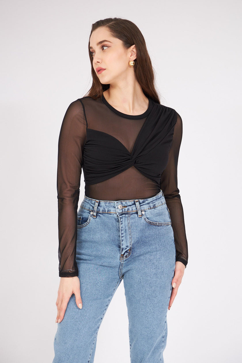 Black Transparent Blouse - Lebbse