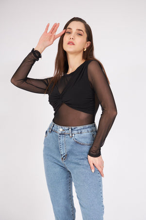 Black Transparent Blouse - Lebbse