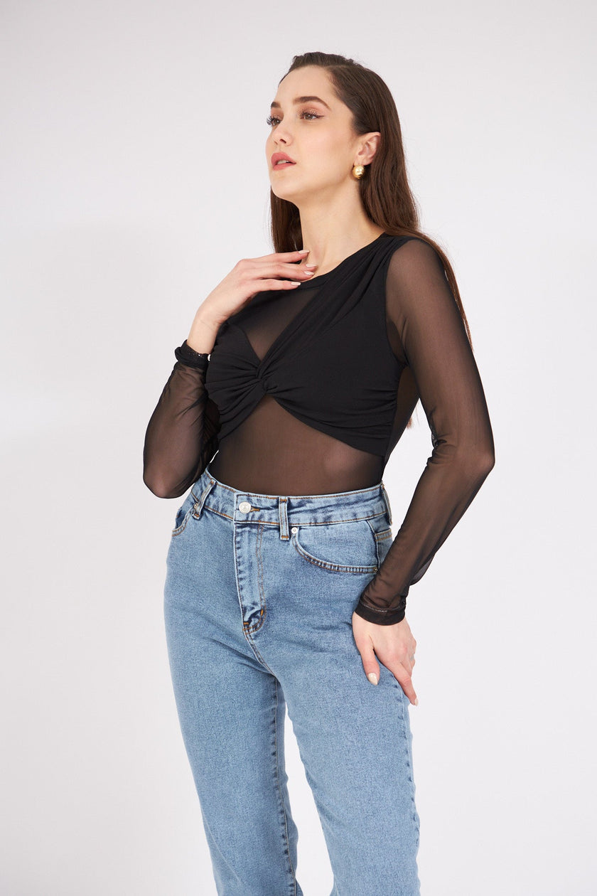 Black Transparent Blouse - Lebbse