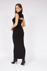 Black Window Collar Long Dress - Lebbse