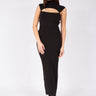Black Window Collar Long Dress - Lebbse