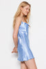 Blue Back Detailed Satin Woven Nightgown - Lebbse