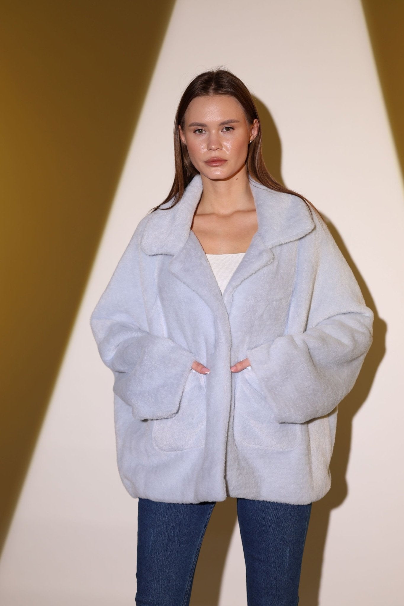 Blue Fur Double Pocket Coat - Lebbse