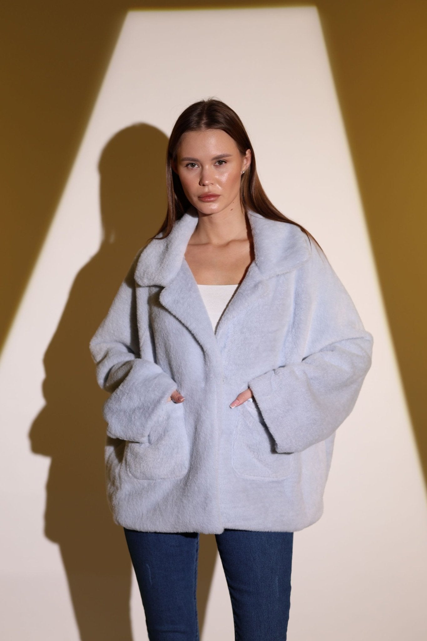 Blue Fur Double Pocket Coat - Lebbse