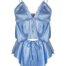 Blue Satin Stone, Ribbon/Bow Detailed Uncovered Underwear Set - Lebbse