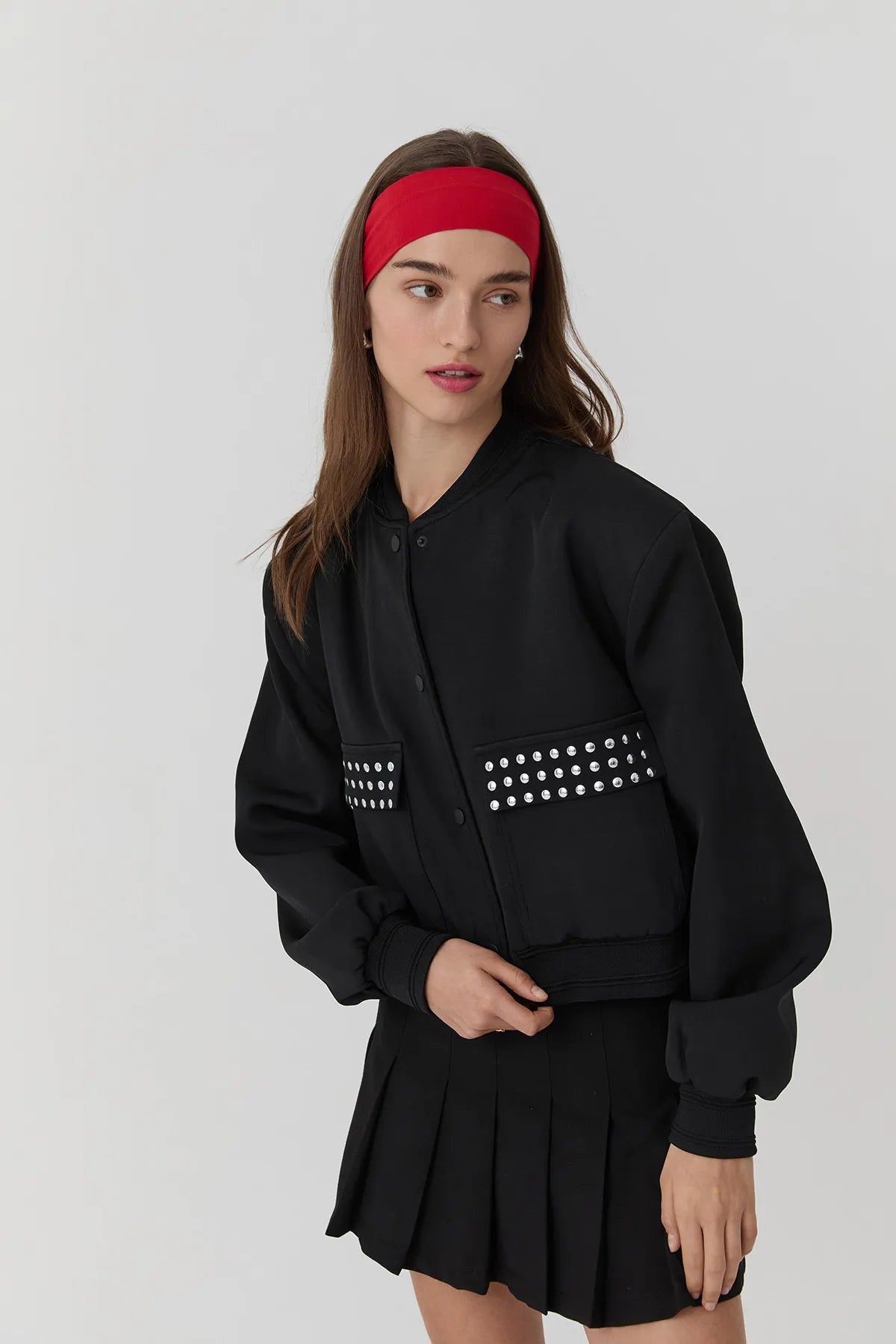 Bomber Jacket with Troc Detail Black - Lebbse