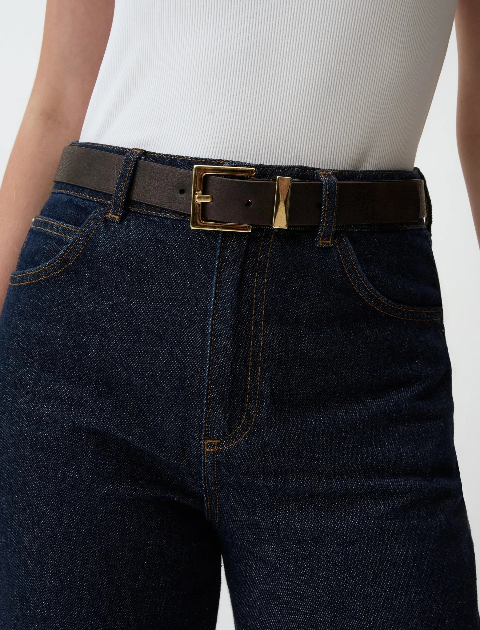 Brown Basic Buckle Belt - Lebbse