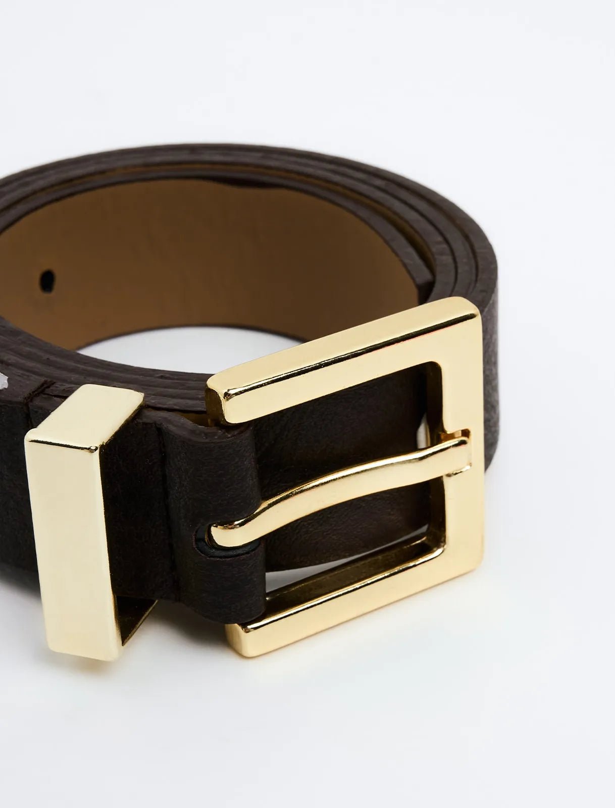 Brown Basic Buckle Belt - Lebbse