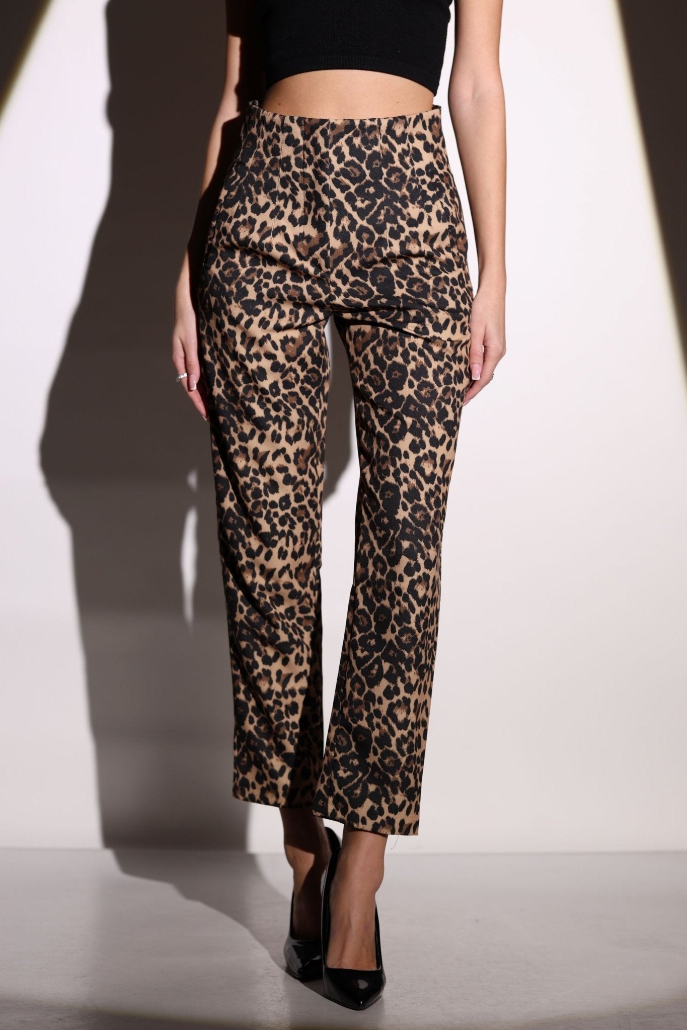 brown Leopard print Trousers - Lebbse