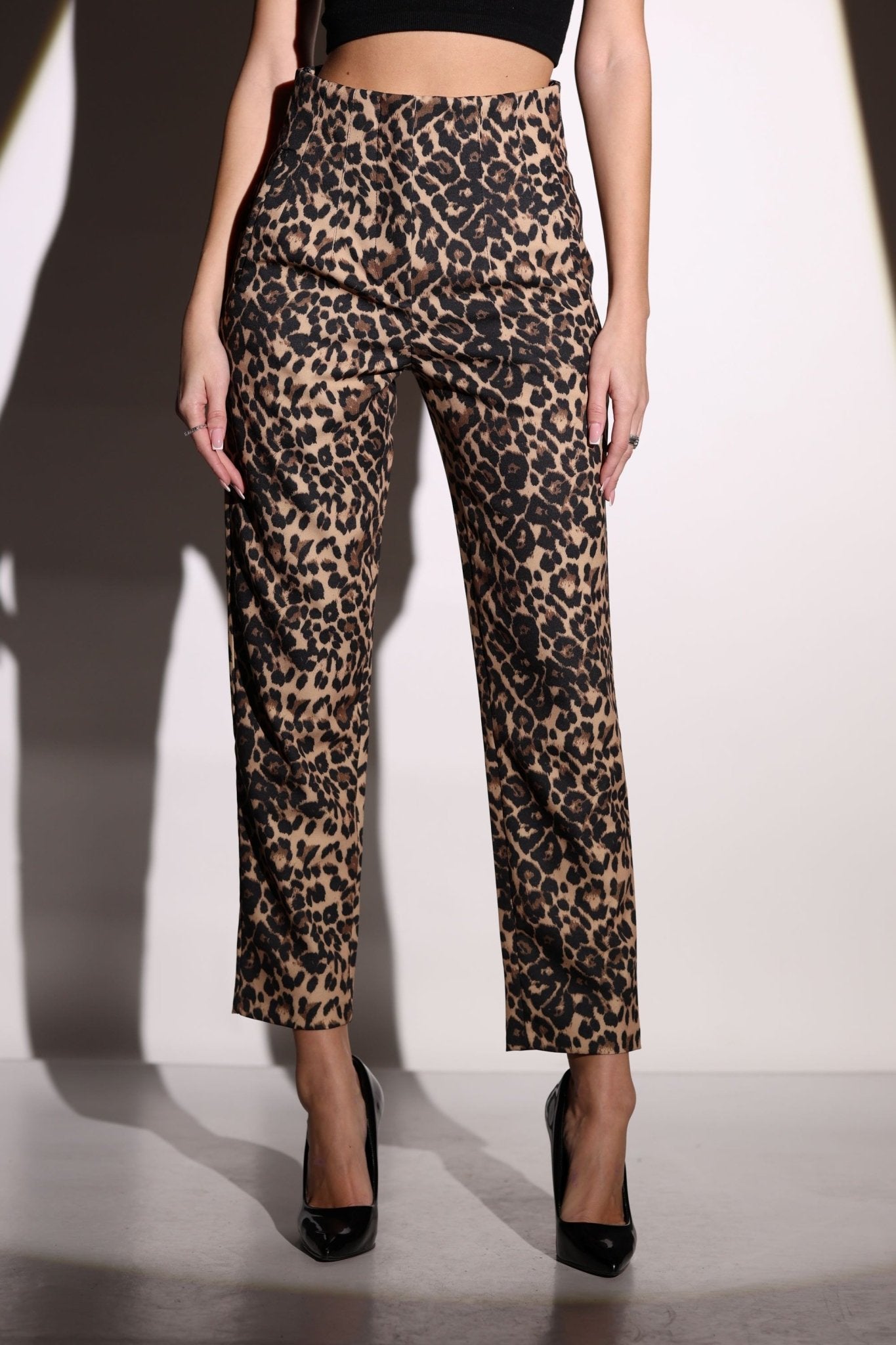 brown Leopard print Trousers - Lebbse