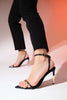 BRUNO Black Skin Single Strap Women's High Heeled Shoes - Lebbse