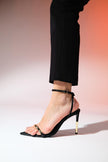 BRUNO Black Skin Single Strap Women's High Heeled Shoes - Lebbse