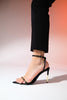BRUNO Black Skin Single Strap Women's High Heeled Shoes - Lebbse