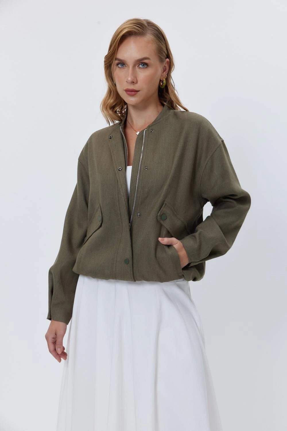 Cachet Bomber Khaki Women's Jacket - Lebbse