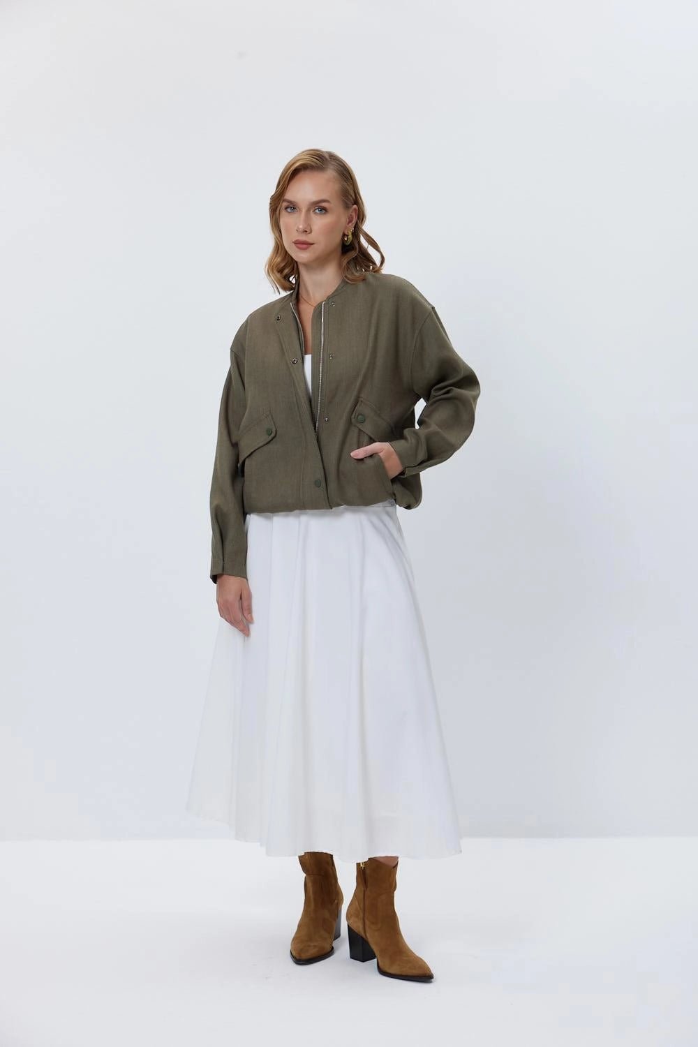 Cachet Bomber Khaki Women's Jacket - Lebbse