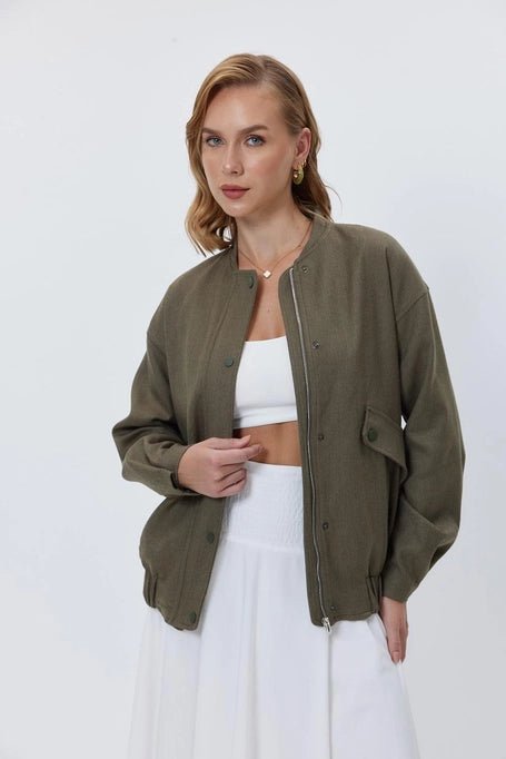 Cachet Bomber Khaki Women's Jacket - Lebbse