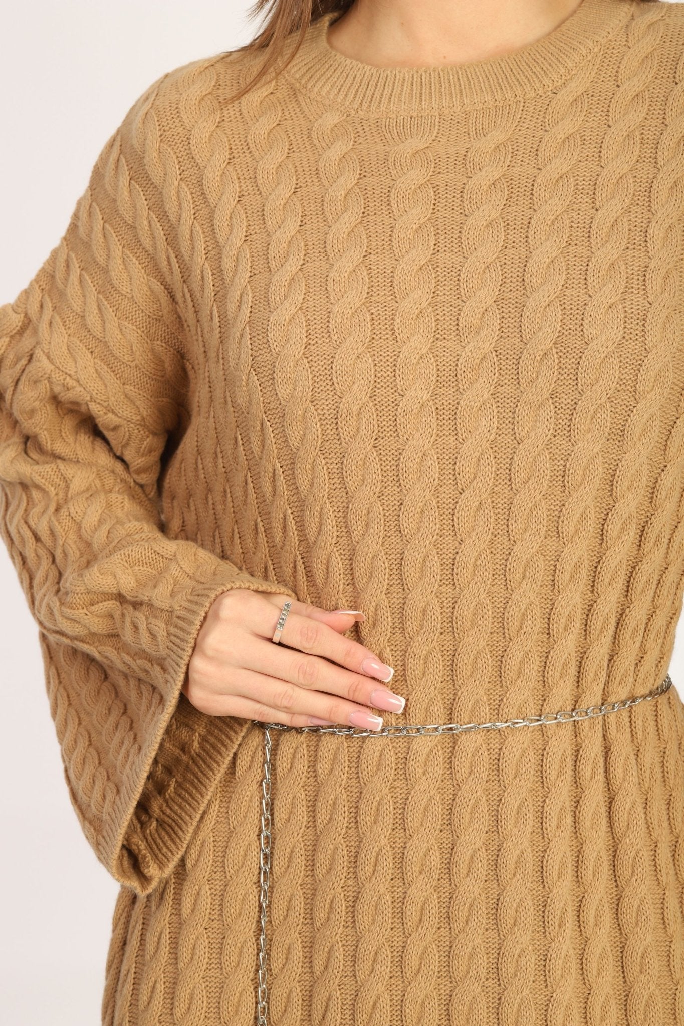 Camel Knitted Dress - Lebbse