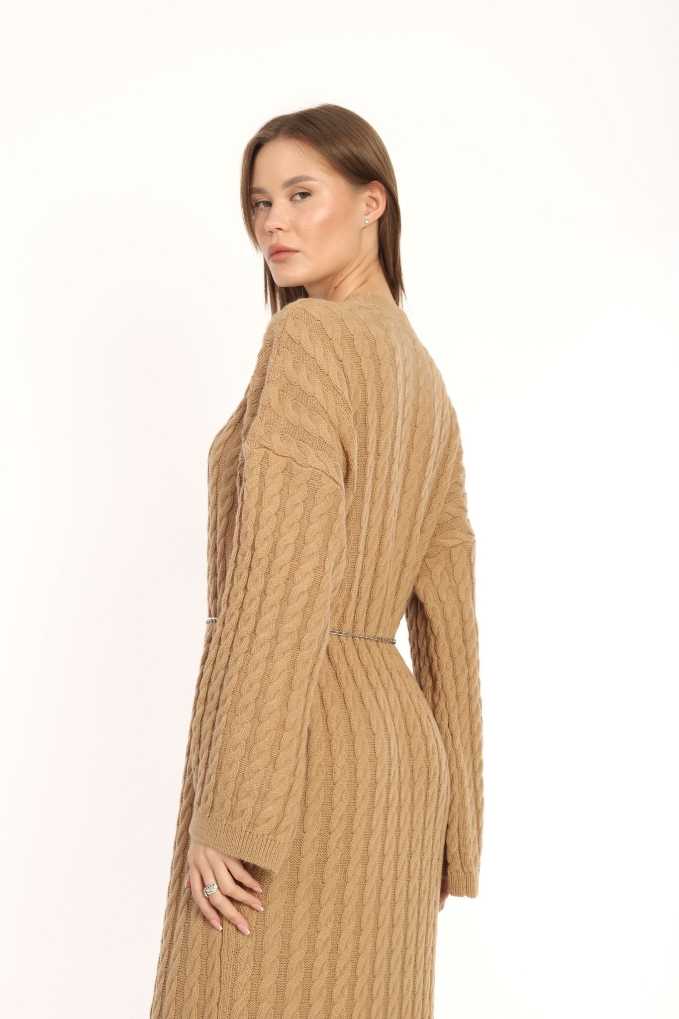 Camel Knitted Dress - Lebbse