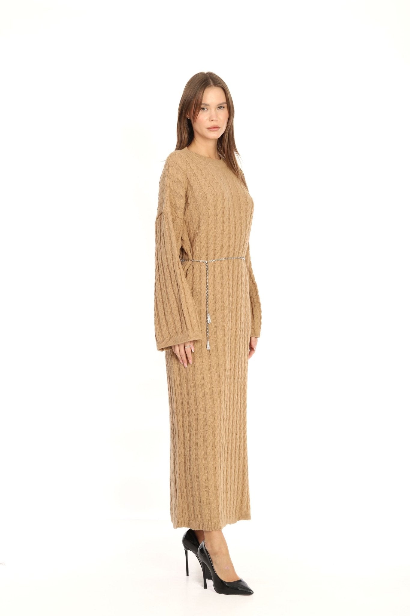 Camel Knitted Dress - Lebbse