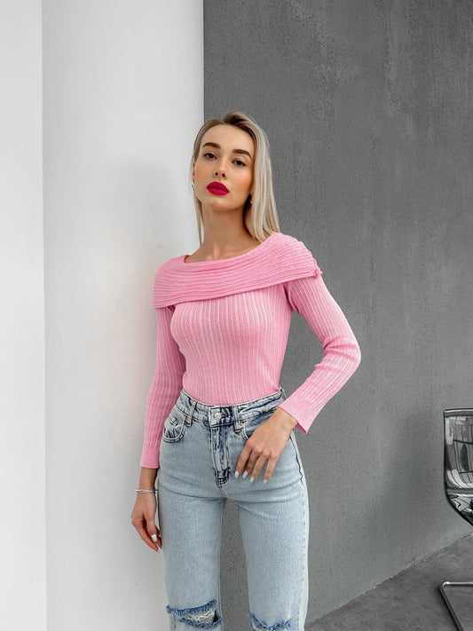 CANDY PINK MADONNA RUBED SWEATER - Lebbse