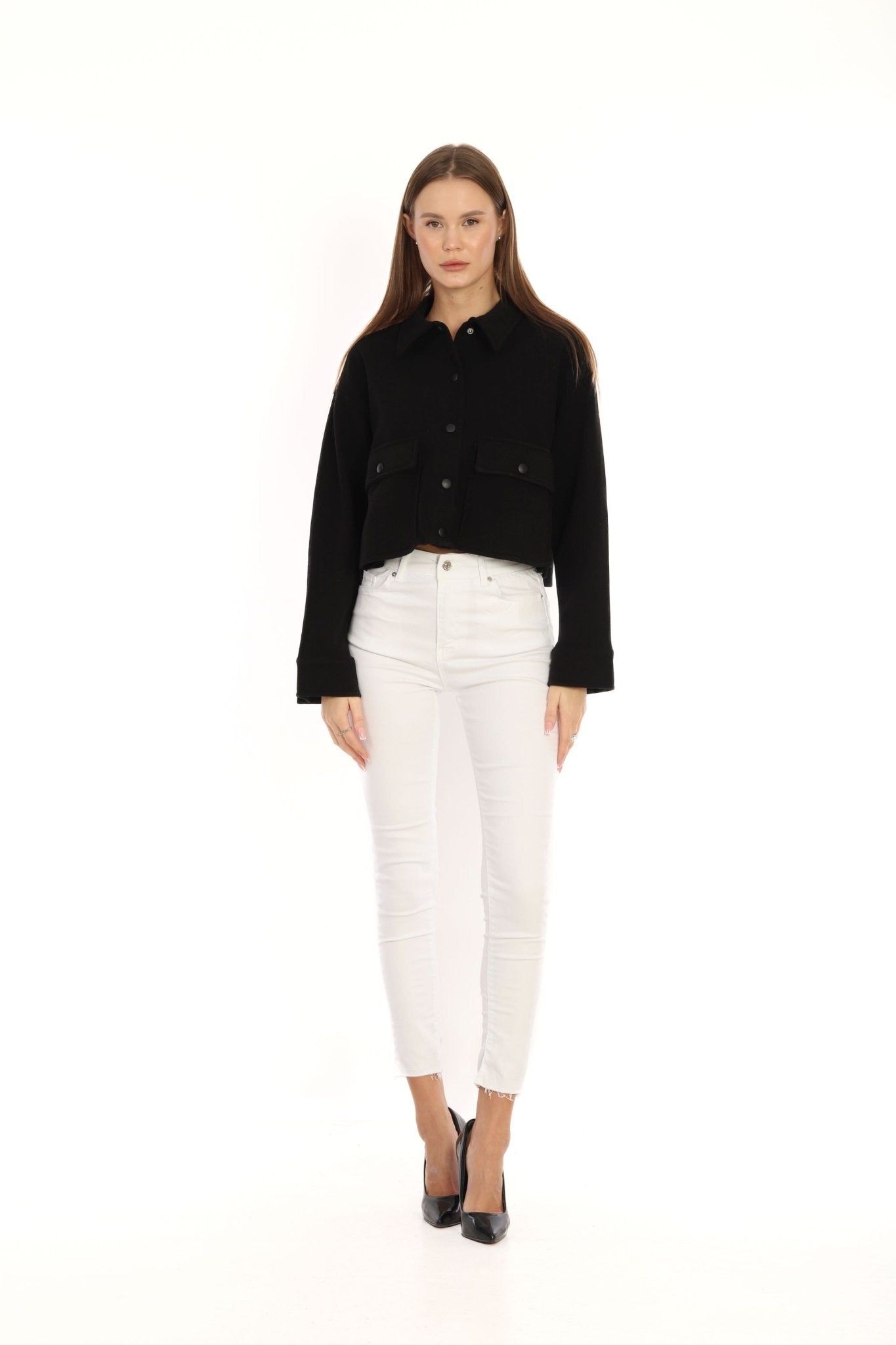 Cashmere Crop Shirt - BLACK | November Vibes | Lebbse Cashmere Crop Shirt - BLACK | November Vibes | Lebbse