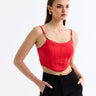 بلوزة كت نسائي رياضية لون أحمر مع حزام على الاكتاف - Chain Strap Athlete Red