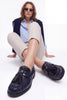Marston – Navy Crinkled Patent Tassel Loafers