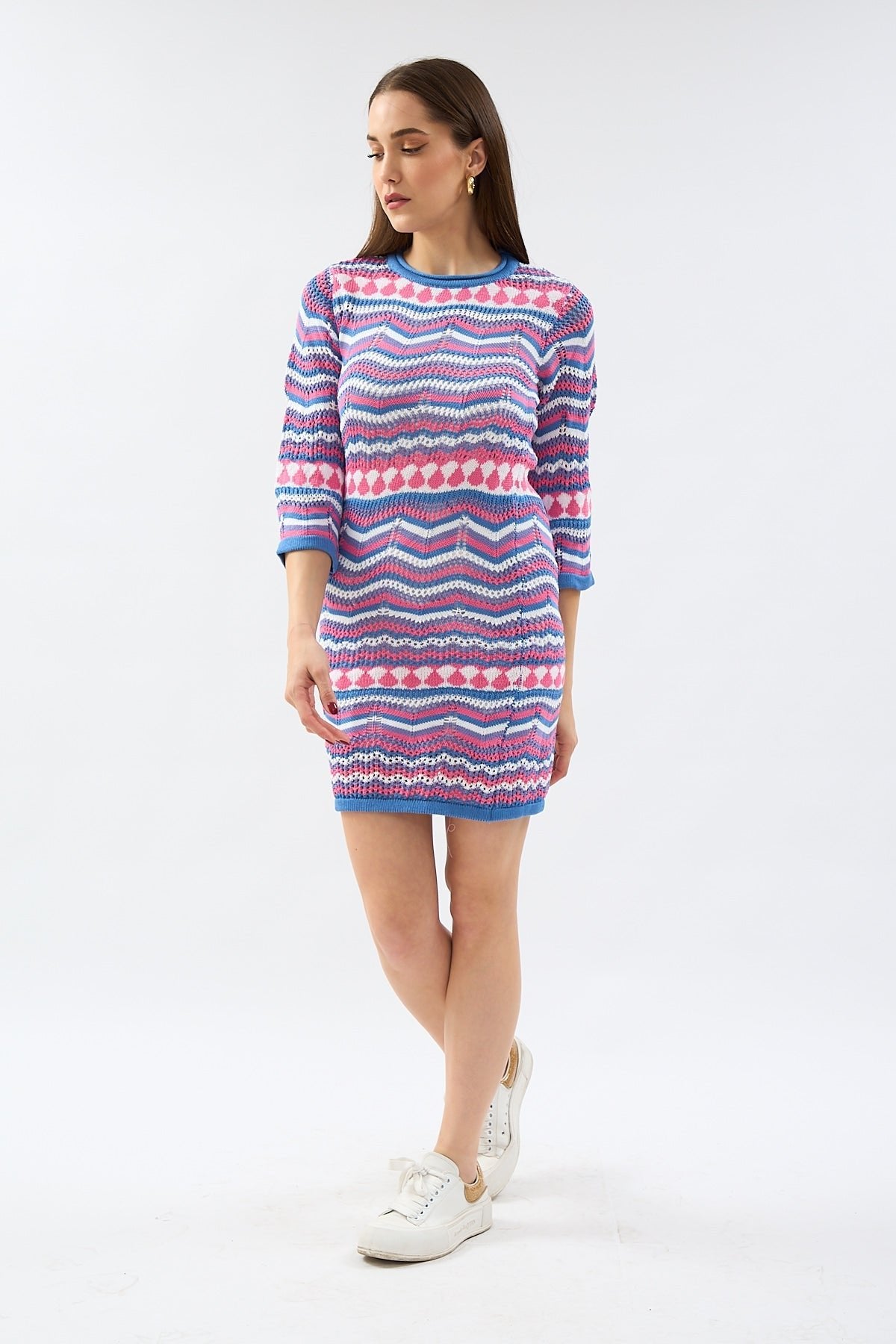 Colorful Knitted Mini Dress - Lebbse