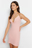 Corded Cotton Knitted Nightgown with Powder Lace and Tie Detail - Lebbse