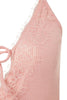 Corded Cotton Knitted Nightgown with Powder Lace and Tie Detail - Lebbse