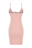 Corded Cotton Knitted Nightgown with Powder Lace and Tie Detail - Lebbse