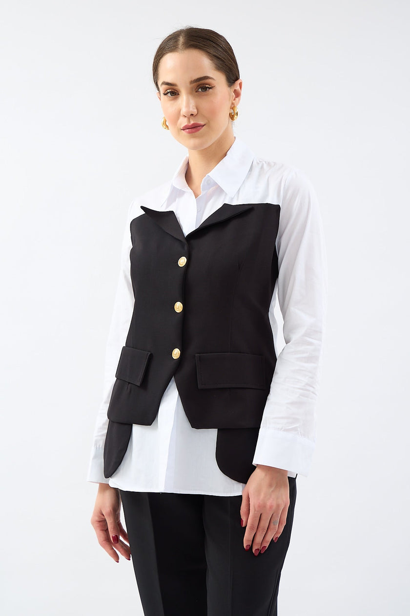 3- قميص نسائي بتفاصيل الكورسيه - CORSET DETAIL SHIRT