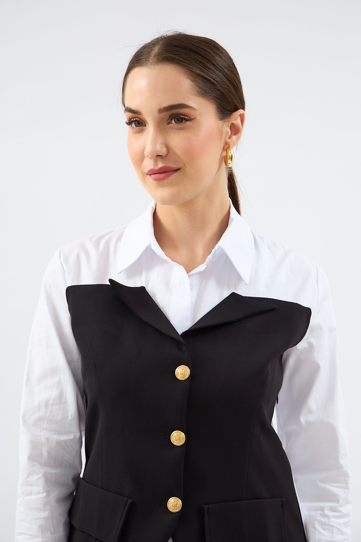 4- قميص نسائي بتفاصيل الكورسيه - CORSET DETAIL SHIRT