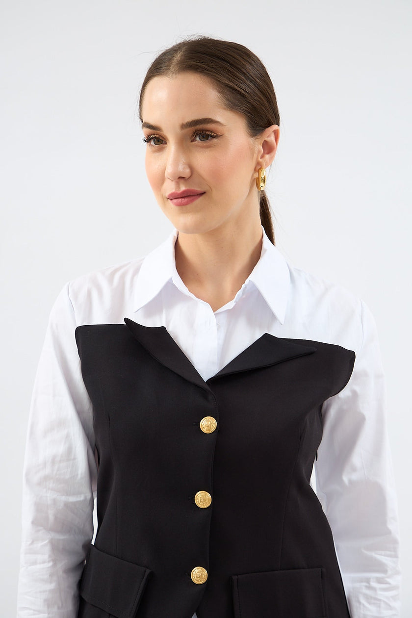 4- قميص نسائي بتفاصيل الكورسيه - CORSET DETAIL SHIRT