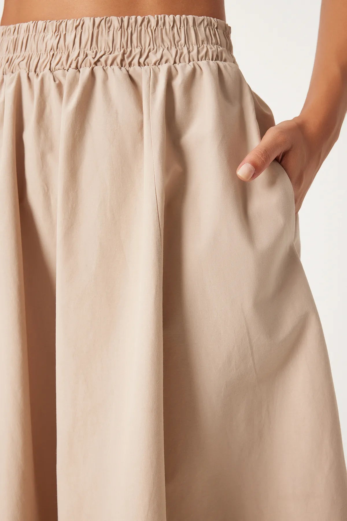 Cream Linen Blend Maxi Skirt - Lebbse