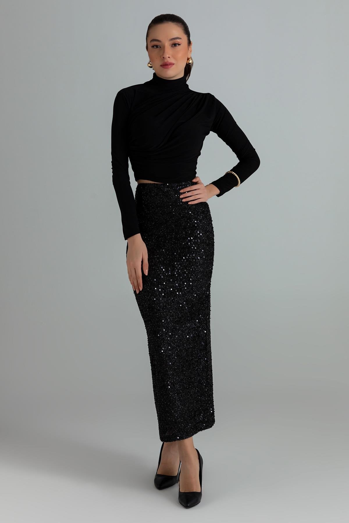 Sequined Skirt - BLACK