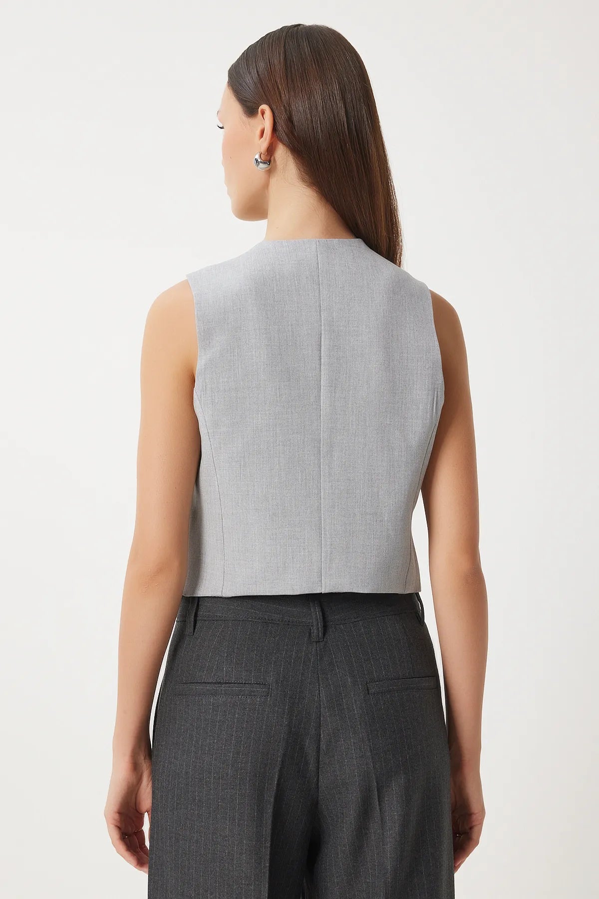 Gray Anthracite Contrast Colored Woven Vest