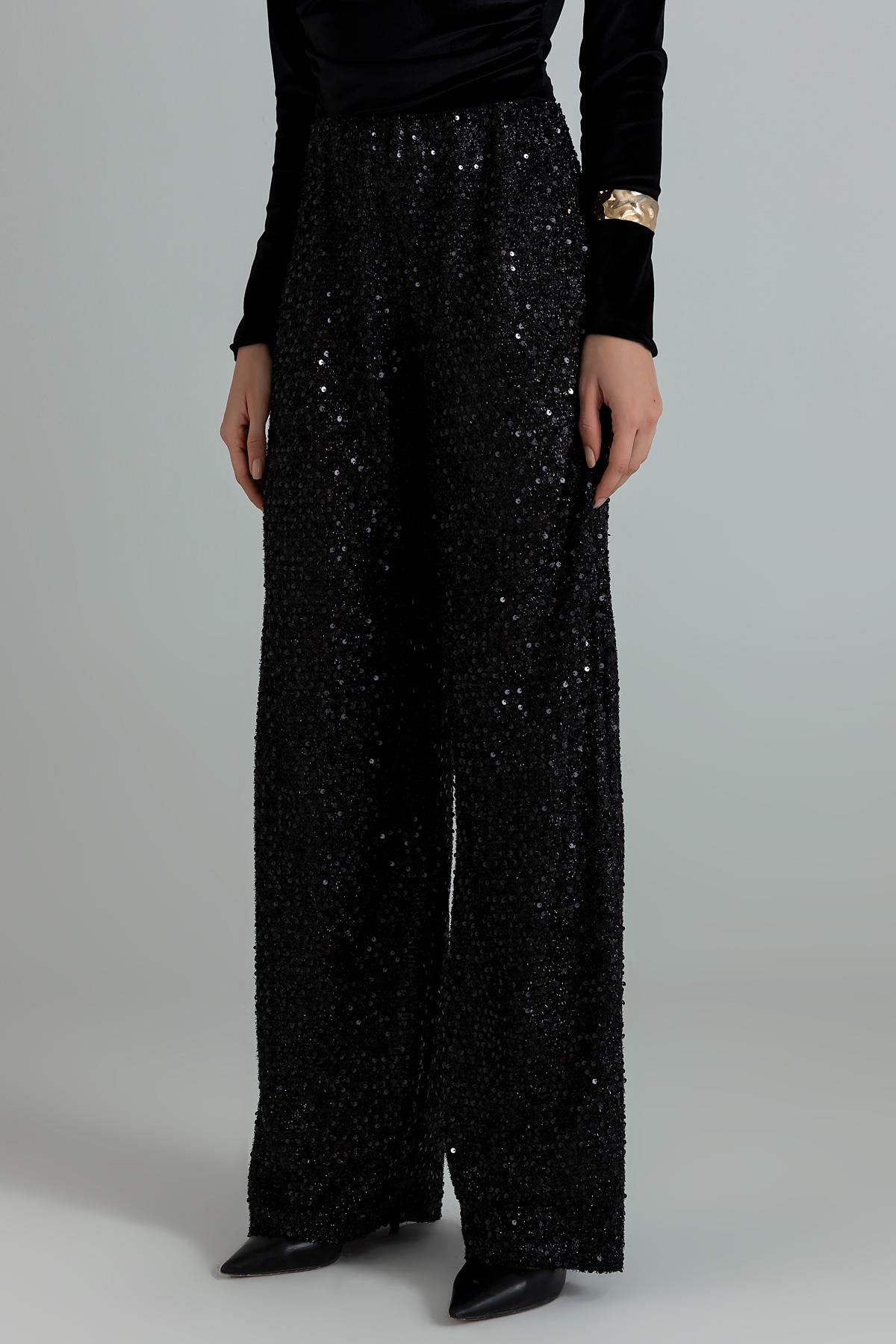 Sequined Trousers - BLACK