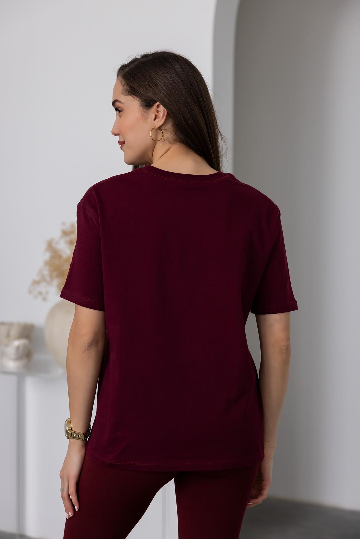 Teddy Bear Printed T-Shirt - CLARET