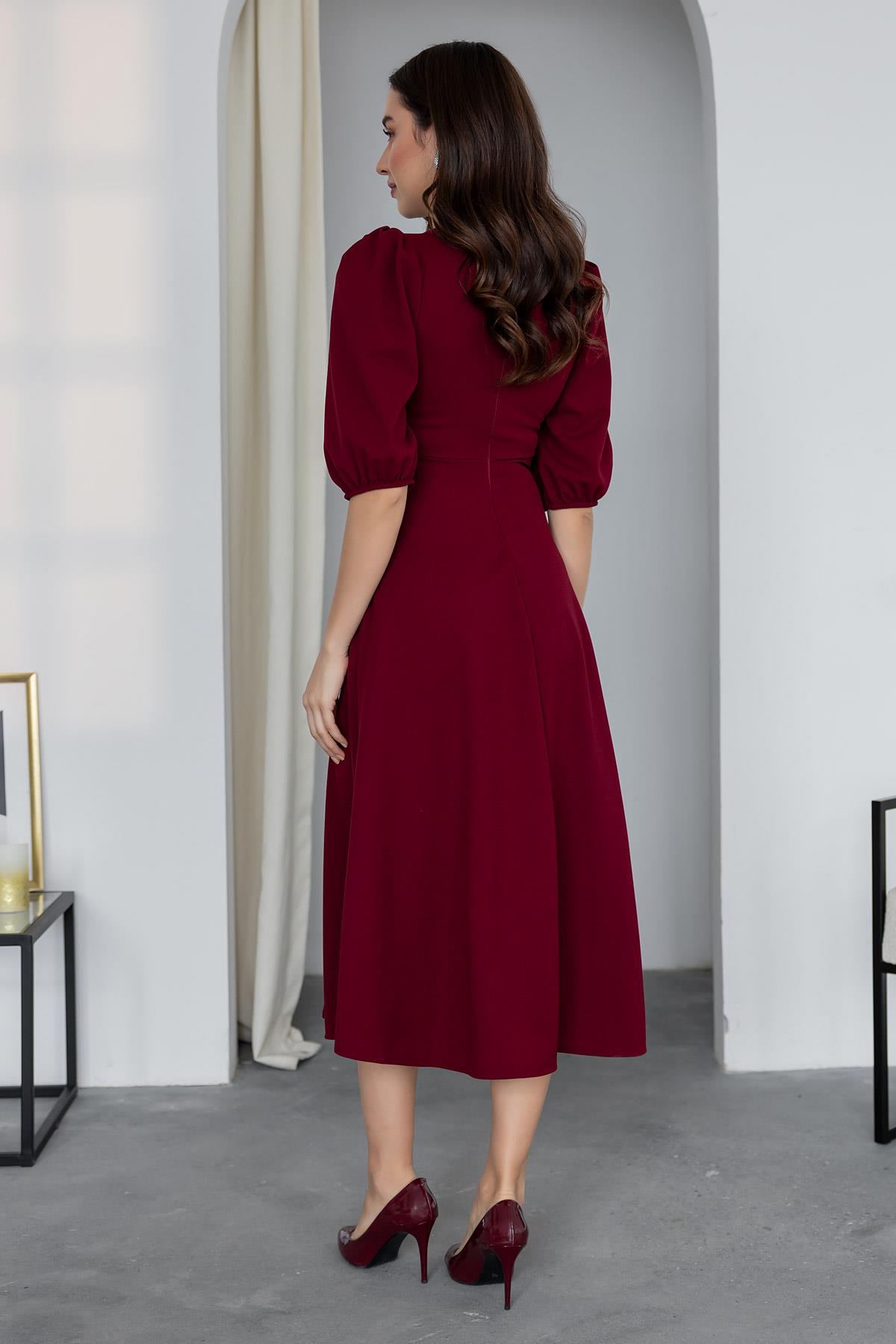 Midi Length Dress - CLARET