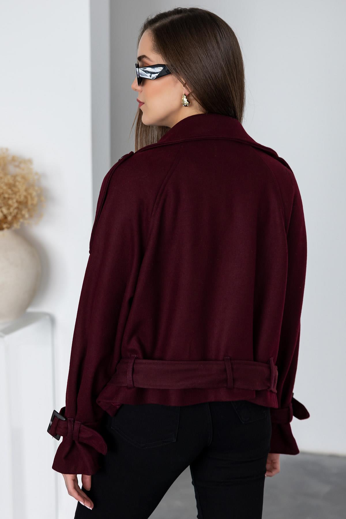 Double Breasted Cashmere Jacket - CLARET RED