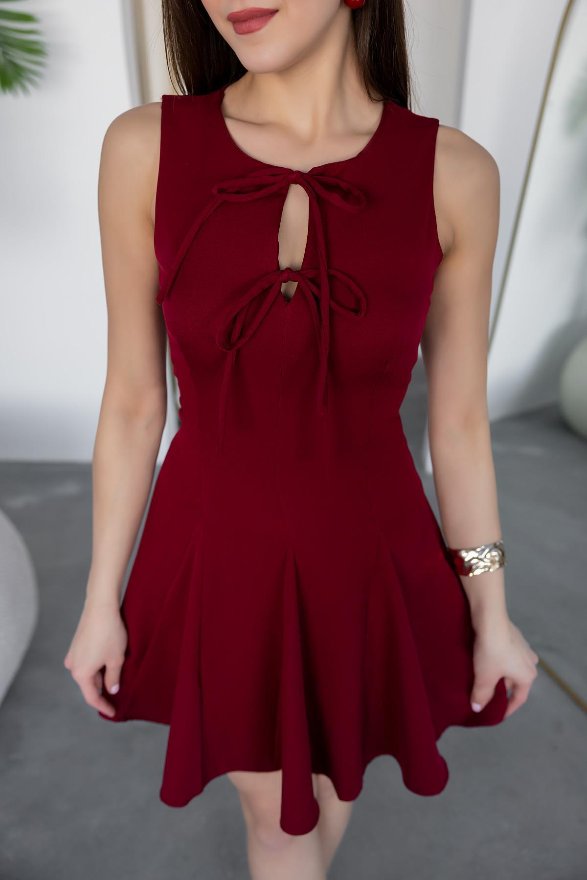 Chest Tie Dress - CLARET