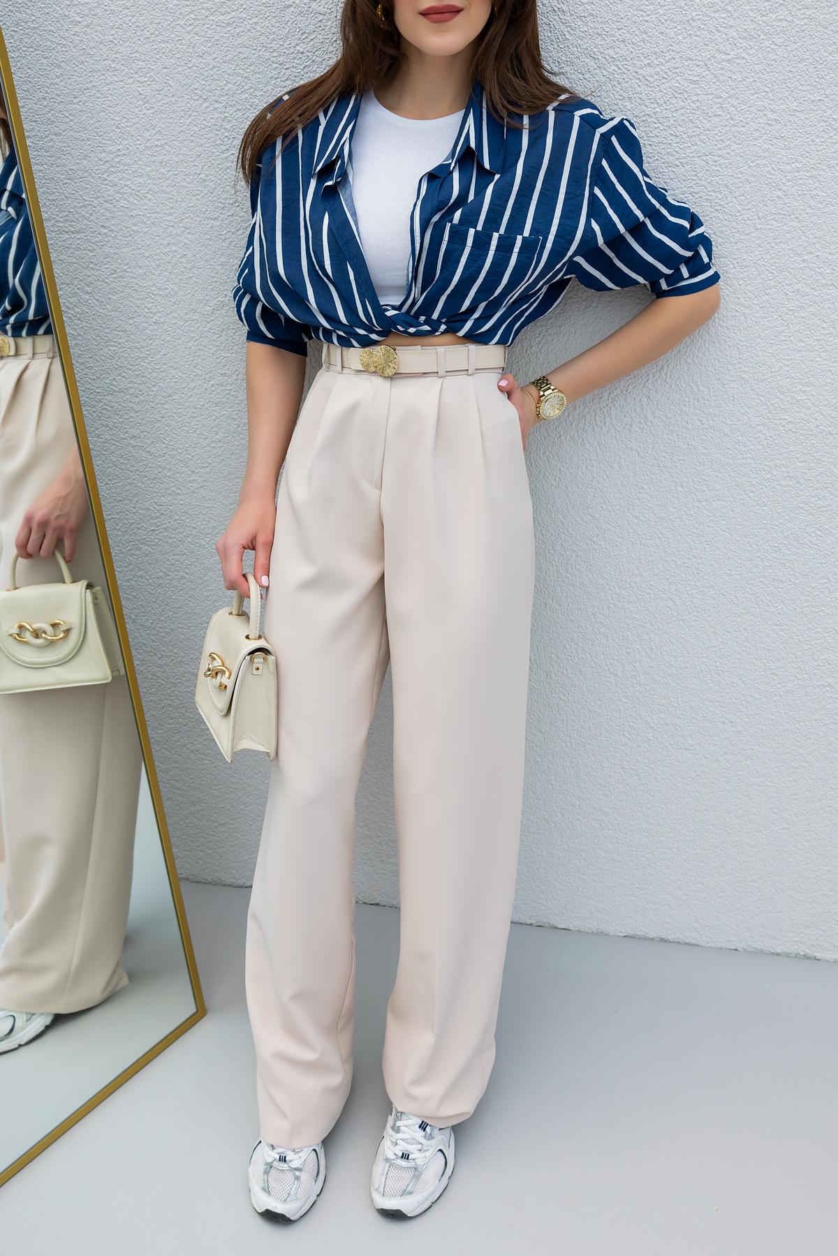 Wide Leg Palazzo Trousers - CREAM