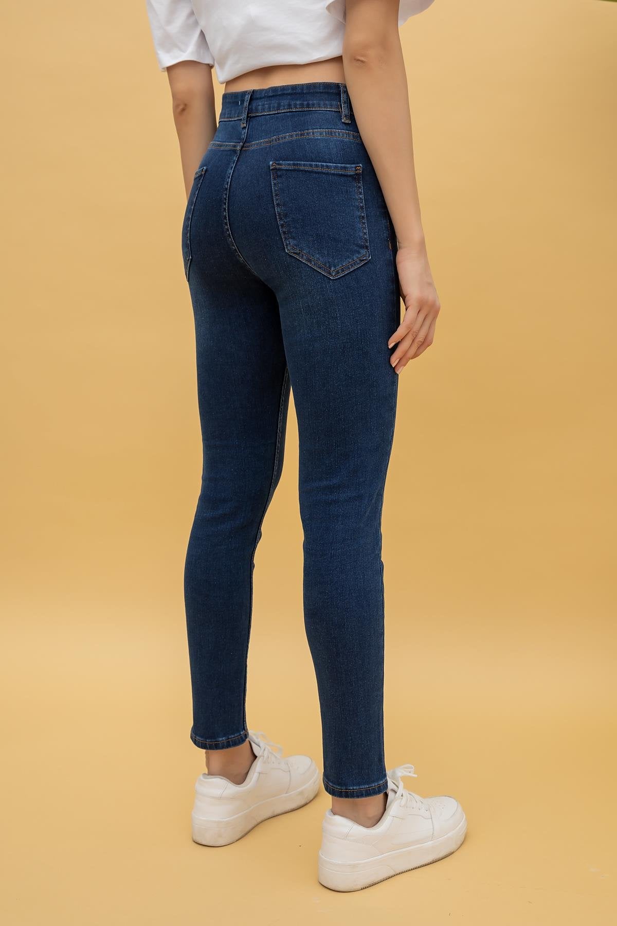 Washed Jean Trousers - DARK BLUE